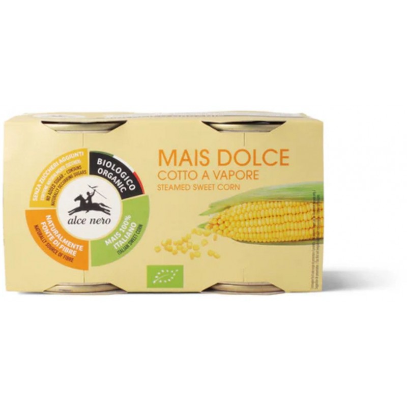 Mais dolce Alce Nero cotto a vapore biologico 160 g x 2
