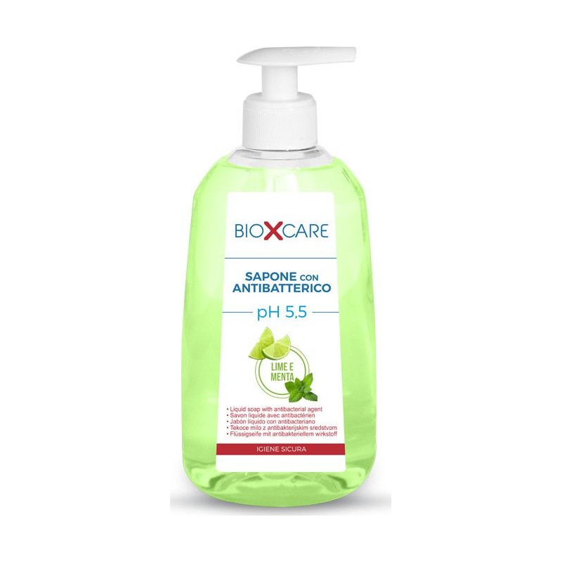 Sapone con antibatterico liquido Bioxcare 500 ml pH 5.5 lime e menta