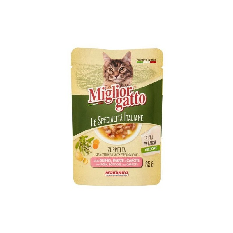 Miglior Gatto Morando Zuppetta con suino patate carote 85 g busta