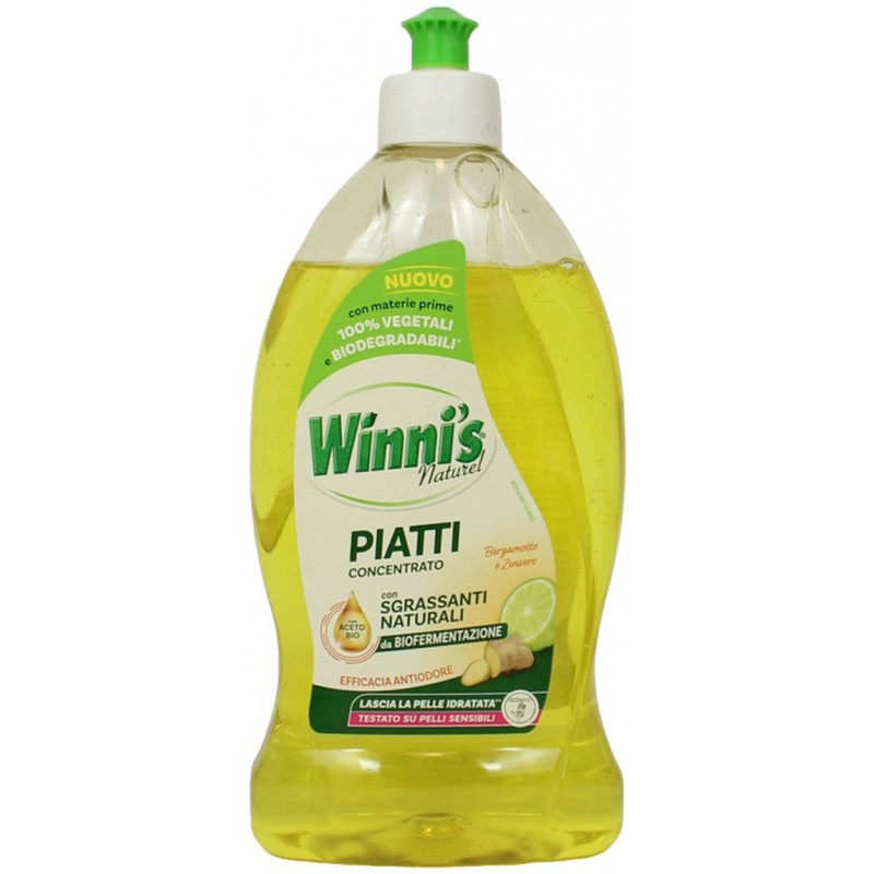 Detersivo piatti concentrato Winni's Naturel Bergamotto e zenzero 480 ml senza erogatore ipoallergenico