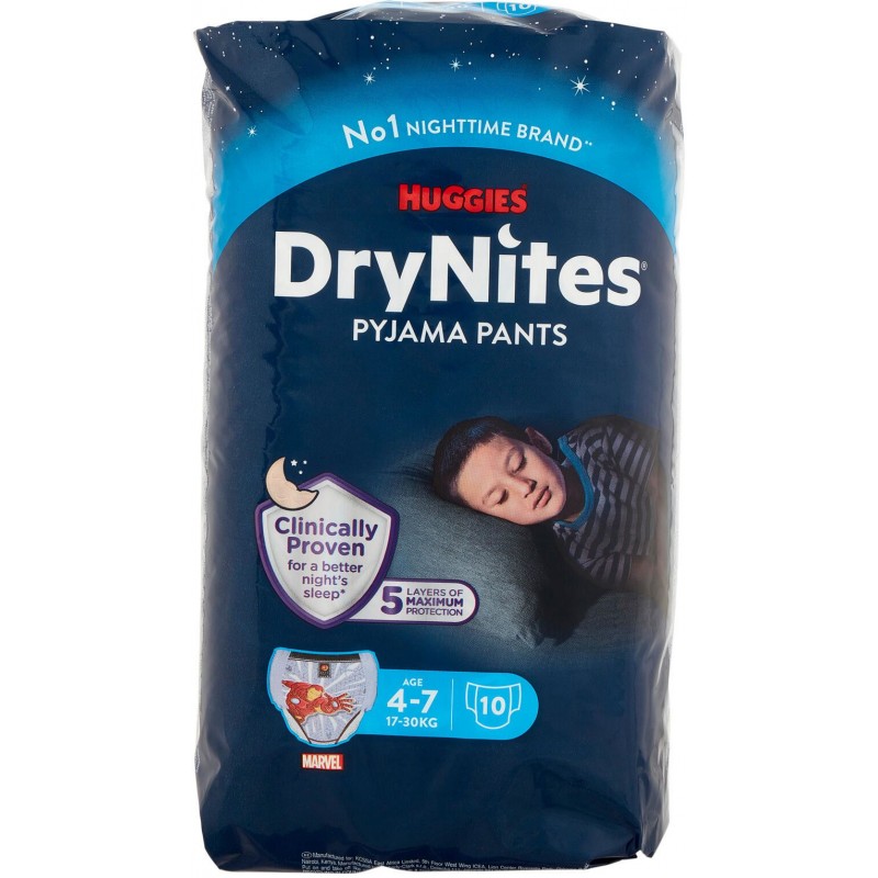 Huggies Pannolini Bimbi Drynites 4-7 anni 10 pz 17-30 kg.