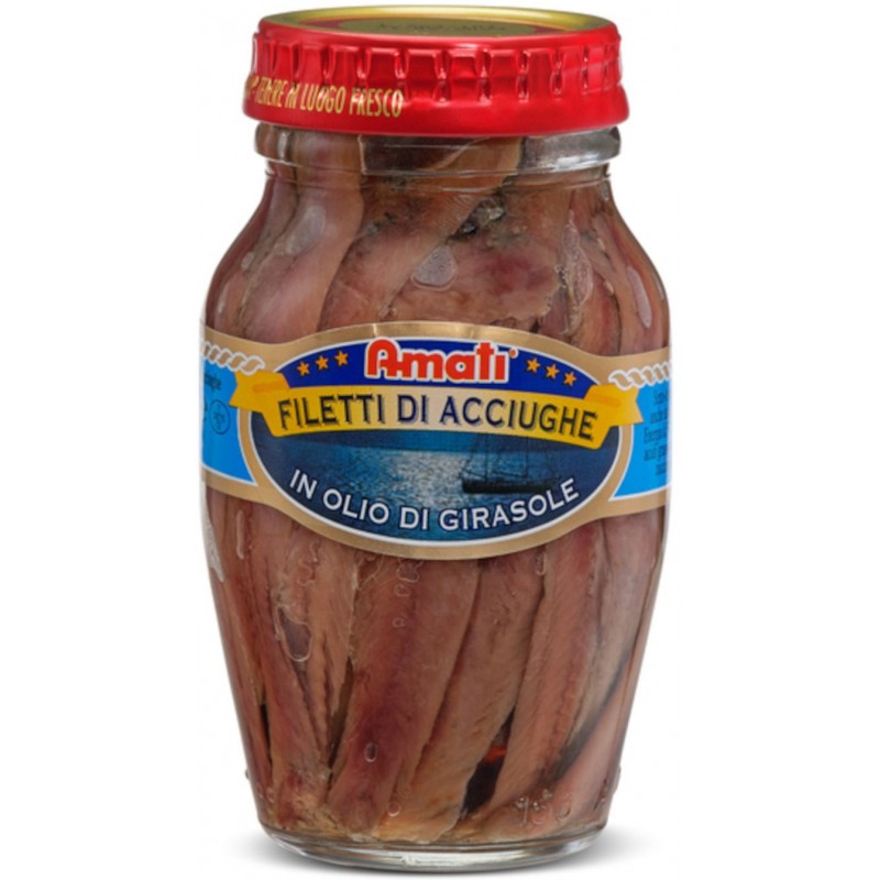 Filetti di acciughe Amati 160 g olio di girasole vaso vetro