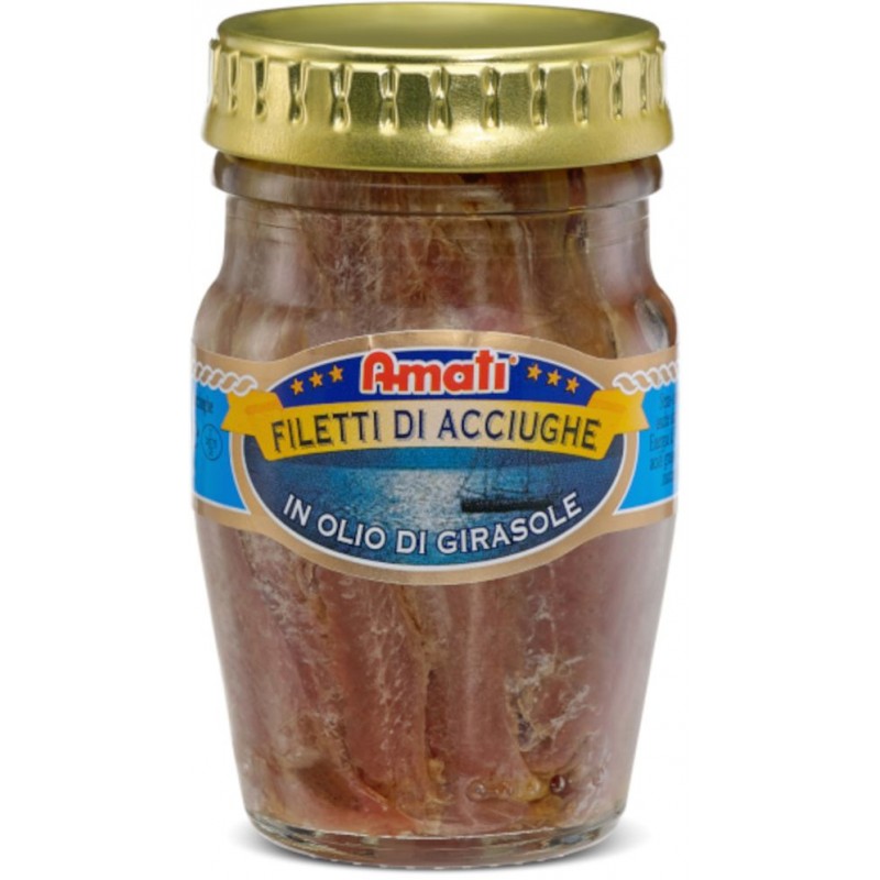 Filetti di acciughe Amati 80 g olio di girasole vaso vetro