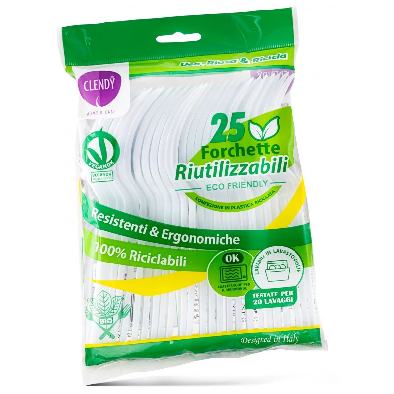 Clendy forchette riutilizzabili 25 pz eco friendly
