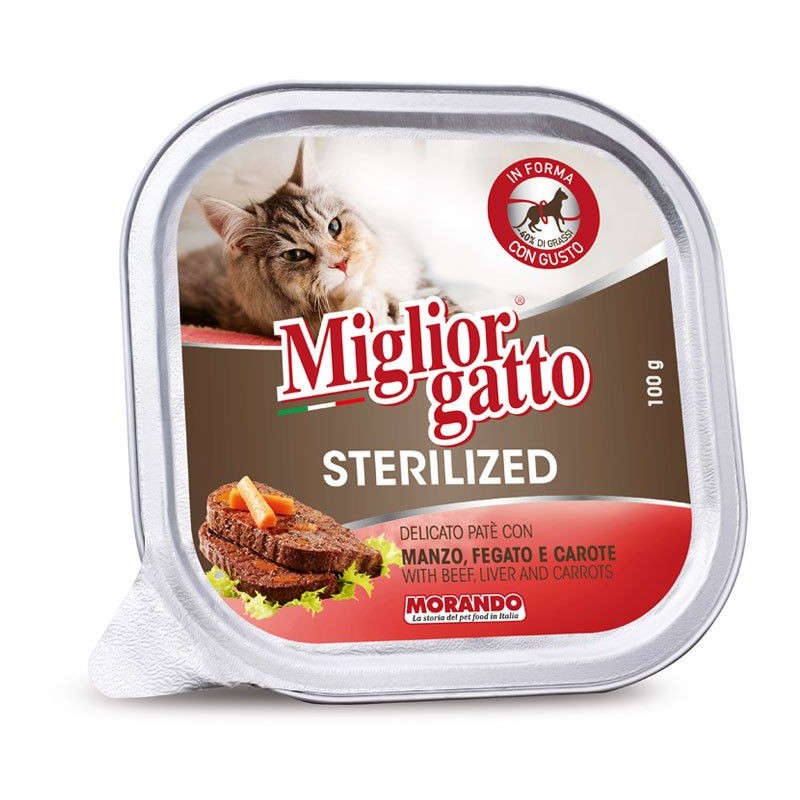 Miglior Gatto Morando Patè con manzo fegato e carote sterilizzati 100 g vaschetta