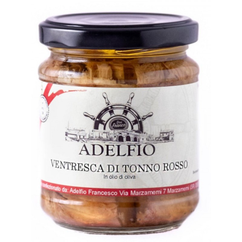 Ventresca di Tonno Rosso Adelfio 200 g olio di oliva vaso vetro