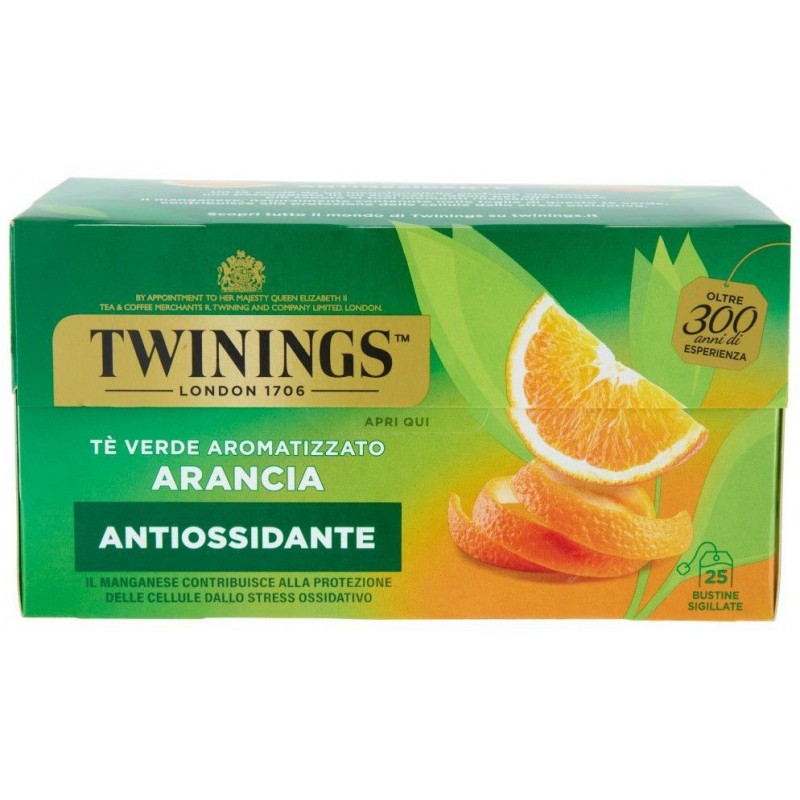 Tè Twinings Verde Aromatizzato Arancia 25 filtri Antiossidante