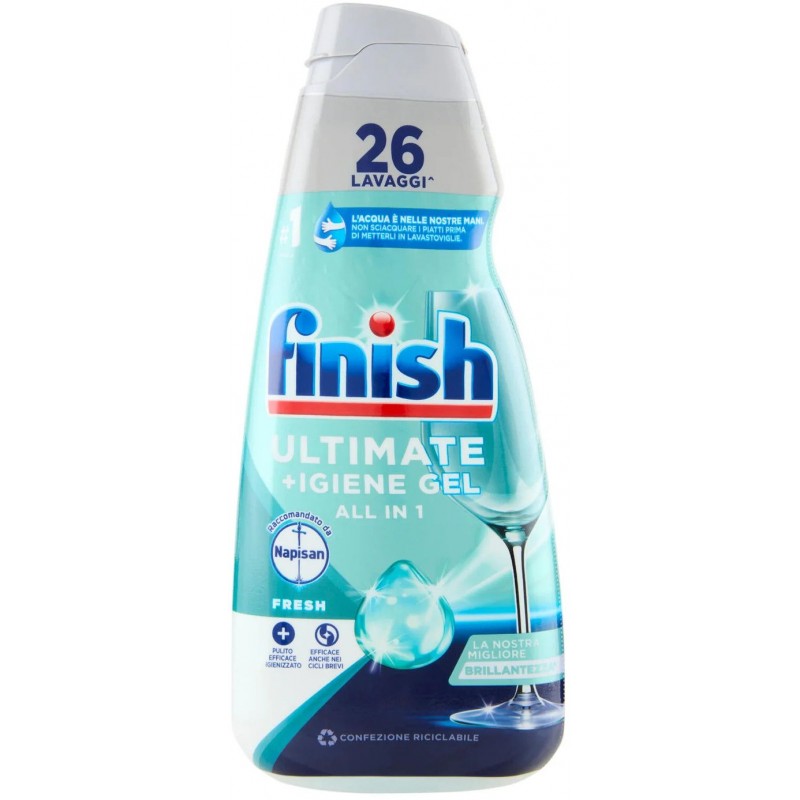 Detersivo lavastoviglie + igiene gel Finish all in 1 560 ml 26 lavaggi fresh