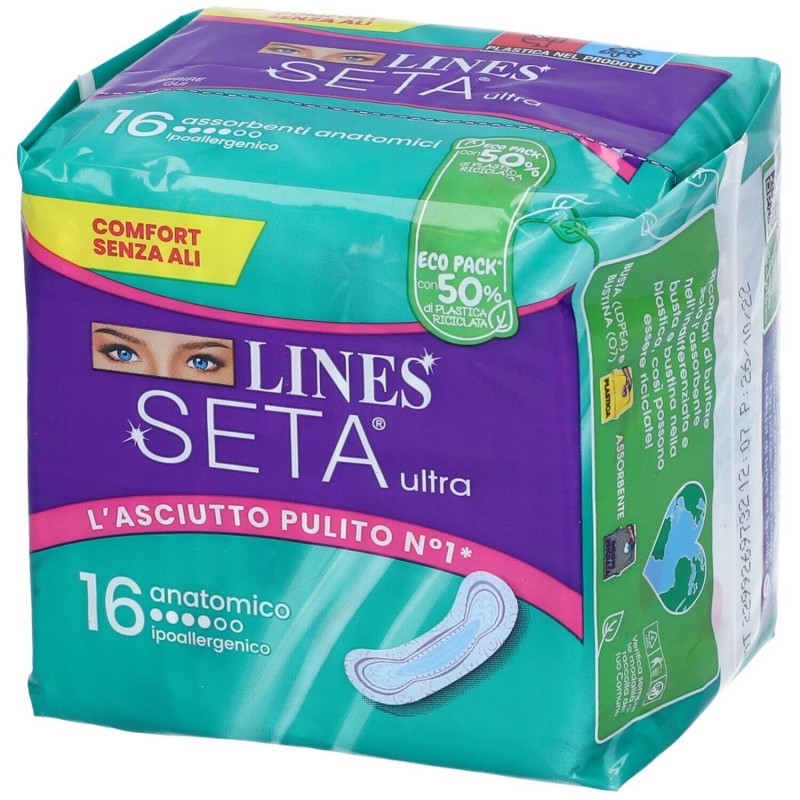 Assorbenti Lines seta ultra anatomico 16 pz ipoallergenico