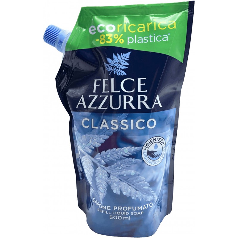 Sapone liquido Felce Azzurra classico ricarica 500 ml busta