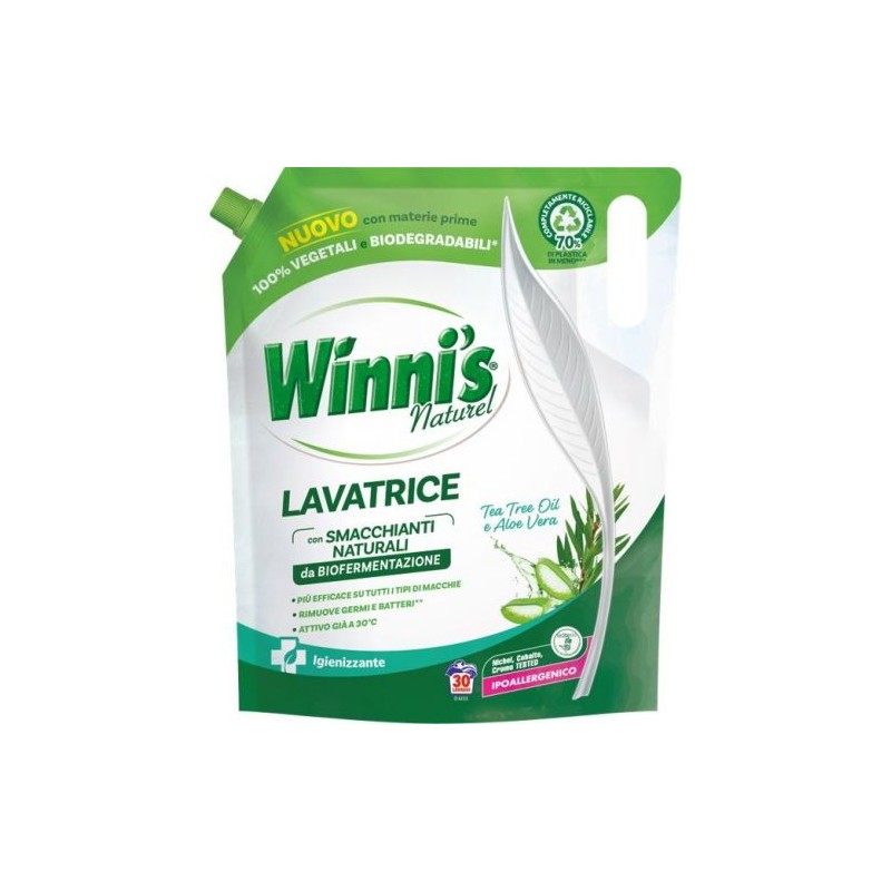Detersivo lavatrice Winni's 1,35 L tea tree e aloe vera 30 lavaggi, in busta, ipoallergenico