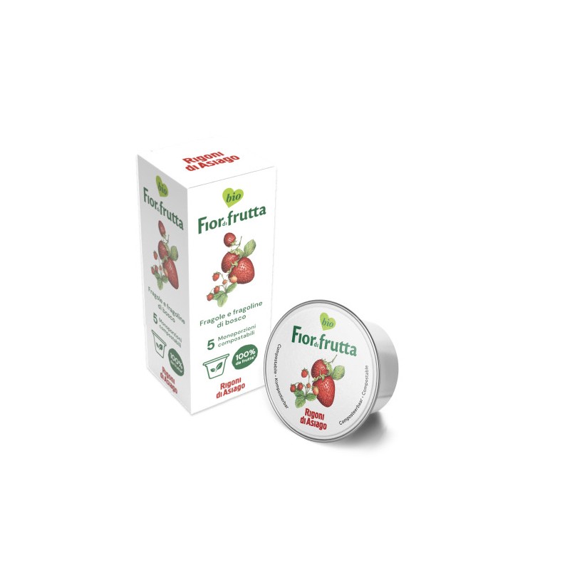 Fiordifrutta Fragole e Fragoline di Bosco bio Rigoni di Asiago monodose 5 pz 100 g capsule compostabili