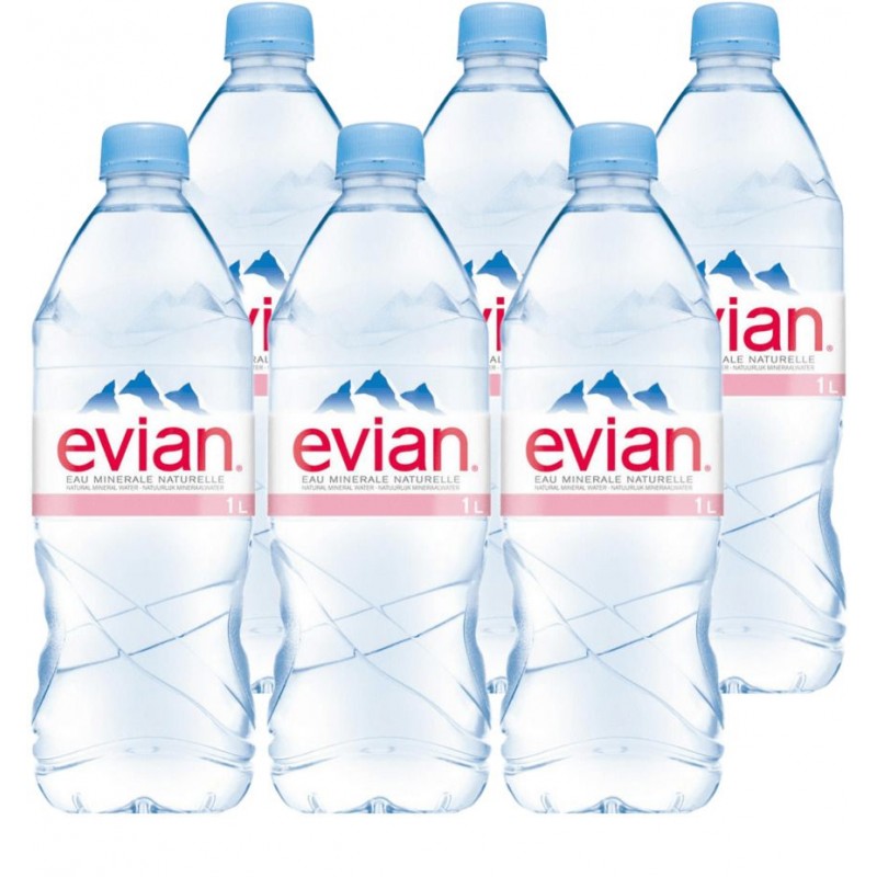 Acqua Evian 1 L x 6 bt naturale in plastica PET