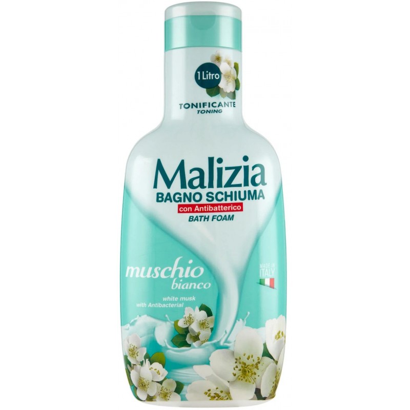 Bagnoschiuma Malizia 1 L antibatterico muschio bianco