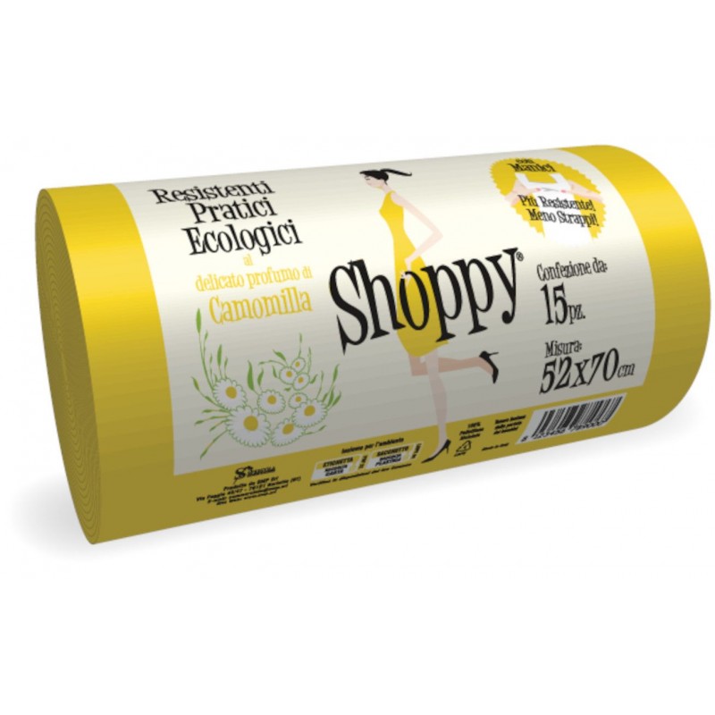 Sacchetti pattumiera Shoppy 52x70 15 pz giallo profuma di camomilla